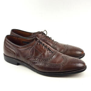 Allen Edmond Mens 14 A Brown Leather McAllister Wing Tip Oxford Dress Shoes